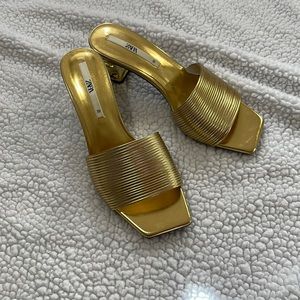 Gold sandal heels